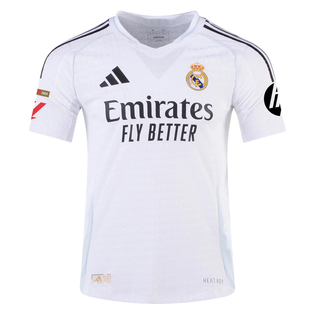adidas Fran Garcia Real Madrid Authentic Home Jersey w/ La Liga Patches 24/25 (White/Black)