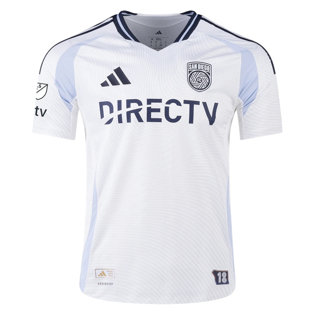 adidas San Diego FC Authentic Onni Valakari Away Jersey 25/26 w/ MLS & Apple Patch (White)