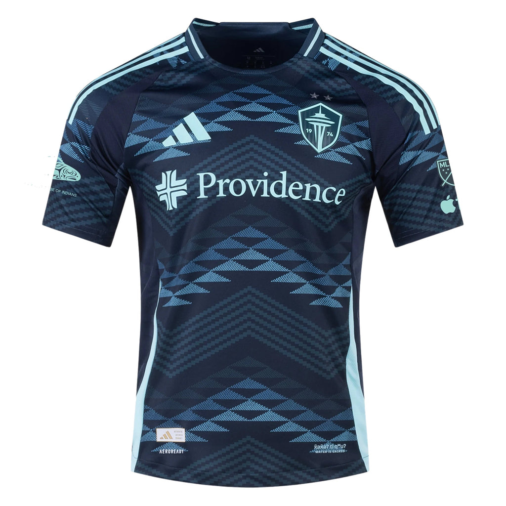 adidas S. Hawkins Andrade Sounders Authentic Away Jersey 25/26 w/ MLS Patches & Sponsor (Aura Ink)