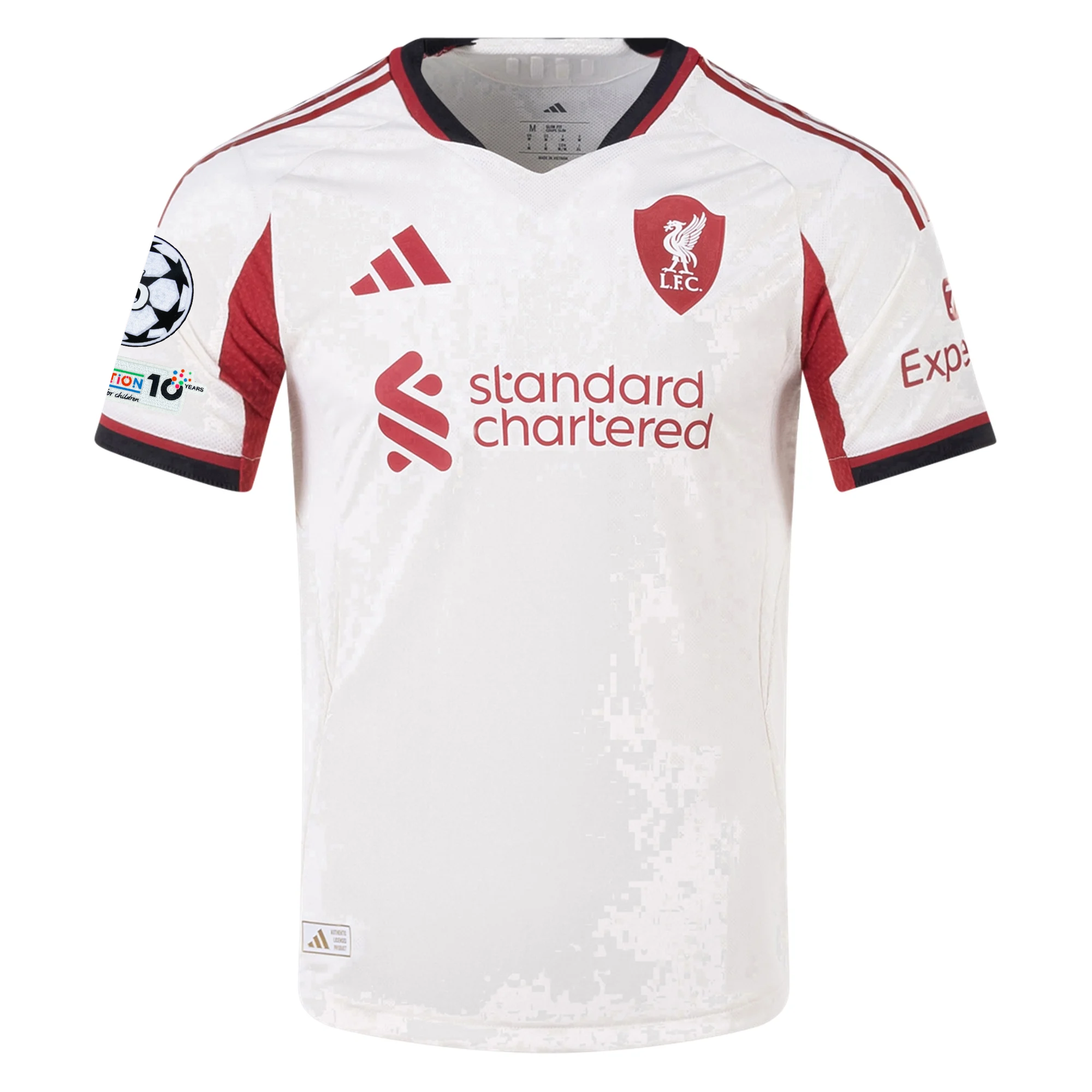 adidas Men's Liverpool Authentic Andy Robertson Away Jersey w/ Champions League Patches 25/26 (Wonder White)