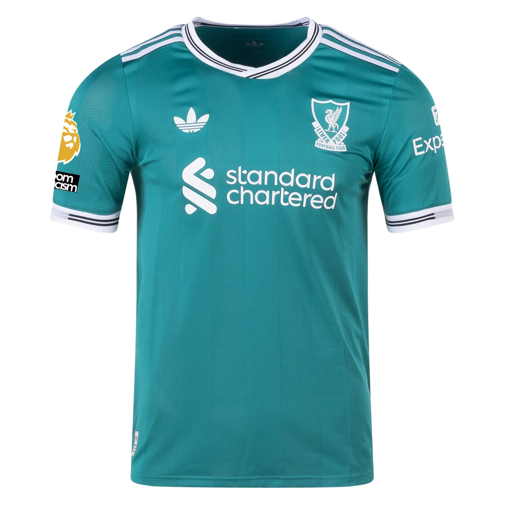 adidas Liverpool FC Authentic Cody Gakpo Third Jersey w/ EPL + No Room For Racism Patches 25/26 (Sea Green)