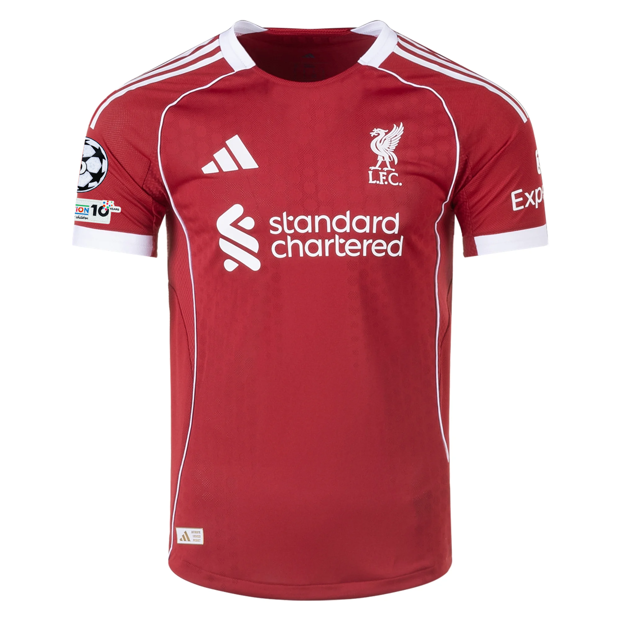 adidas Men's Liverpool FC Authentic Diogo Home Jersey 25/26 w/ Champions League Patches (Strawberry Red)