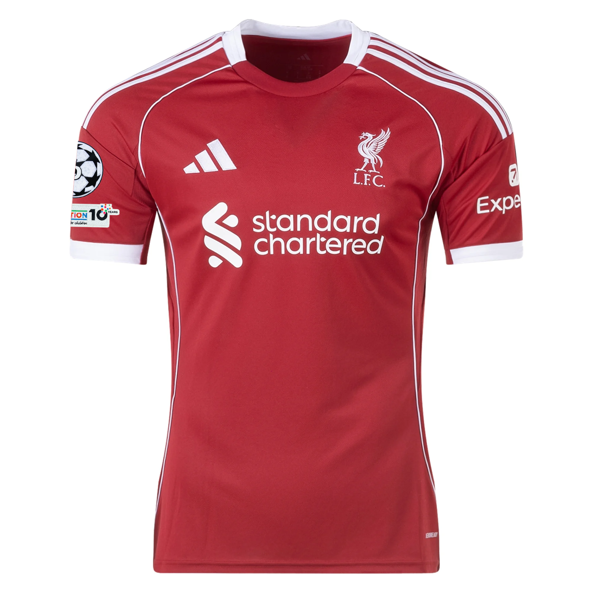 adidas Men's Liverpool Mac Allister Home Jersey 25/26 w/ Champions League Patches (Strawberry Red)