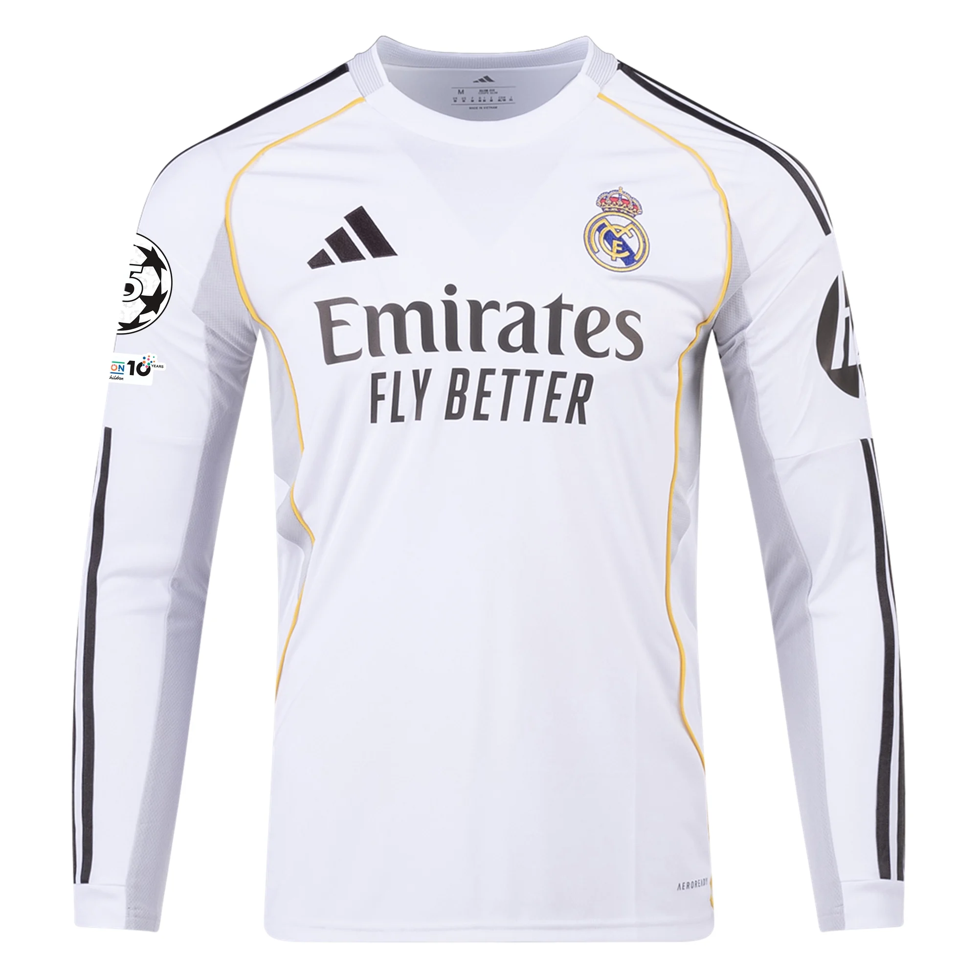 adidas Real Madrid D. Ceballos Long Sleeve Home Jersey w/ Champions League Patches 25/26 (White)