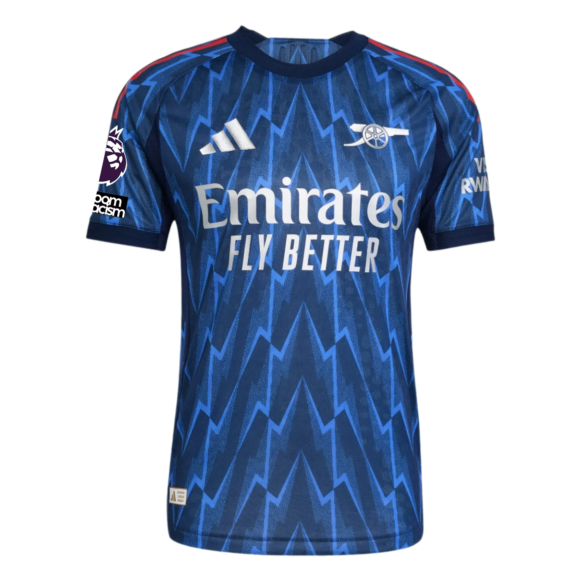 adidas Arsenal Authentic Viktor Gyökeres Away Jersey w/ EPL + No Room For Racism 25/26 (Indigo/Silver)