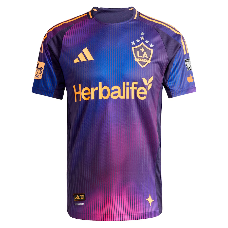 adidas Edwin Cerrillo LA Galaxy Authentic Away Jersey w/ MLS + Apple TV + RBC Sponsor 25/26 (Purple)
