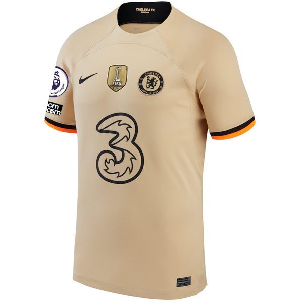 Nike Chelsea Raheem Sterling Third Jersey w/ EPL + No Room For Racism + Club World Cup Patches 22/23 (Sesame/Black)