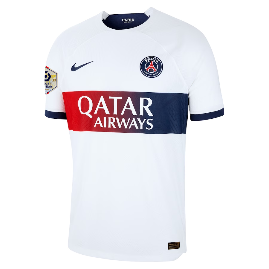 Nike Paris Saint-Germain Authentic Manuel Ugarte Match Vaporknit Away Jersey w/ Ligue 1 Patch 23/24 (White/Midnight Navy)
