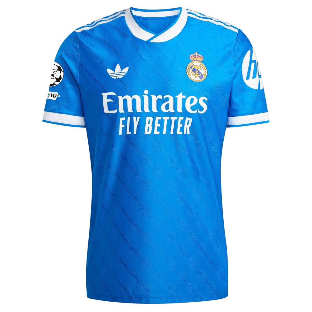 adidas Men's Mastantuono Real Madrid 25/26 Authentic Third Jersey w/ Champions League Patches (Blue)