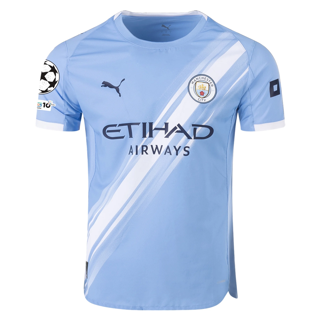 Puma Manchester City Authentic Akanji Home Jersey w/ Champions League Patches 25/26 (Team Light Blue/White)