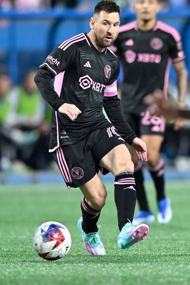 adidas Men's Lionel Messi Inter Miami Away Jersey 23/24 w/ MLS Apple + Sponsors Patches (Black/True Pink)